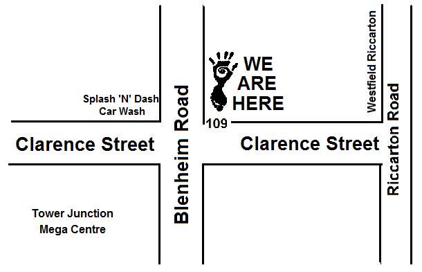 map of the crossing of Blenheim Road and Clarence street marking the location of the practise